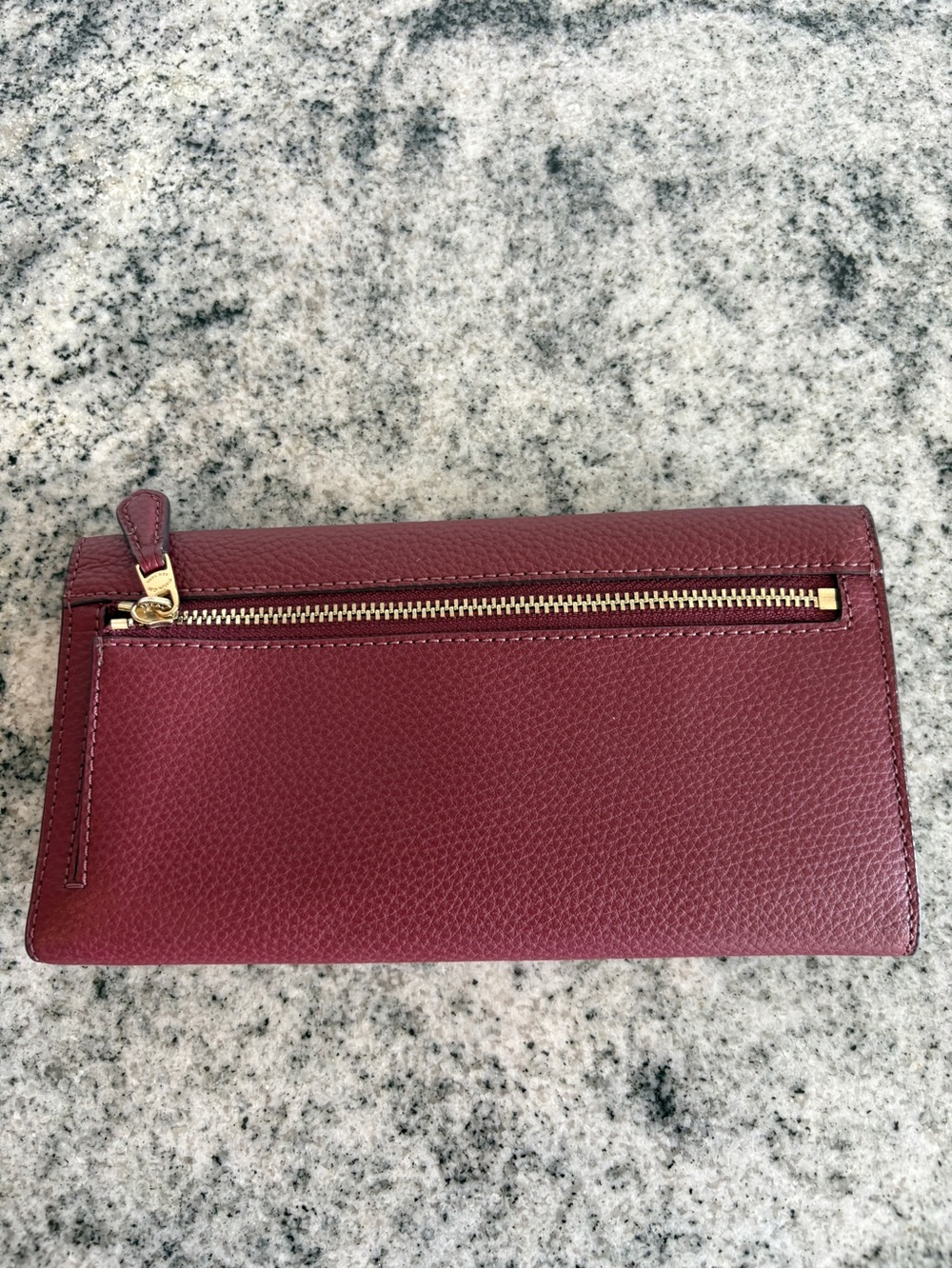 Coach Pebbled Leather Continental Wallet - Wine - Picture 2 of 2